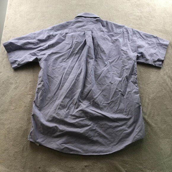 L.L.Bean Mens Dress Shirt Large 16 Neck Cotton Short Sleeve Classic Purple - Picture 10 of 12